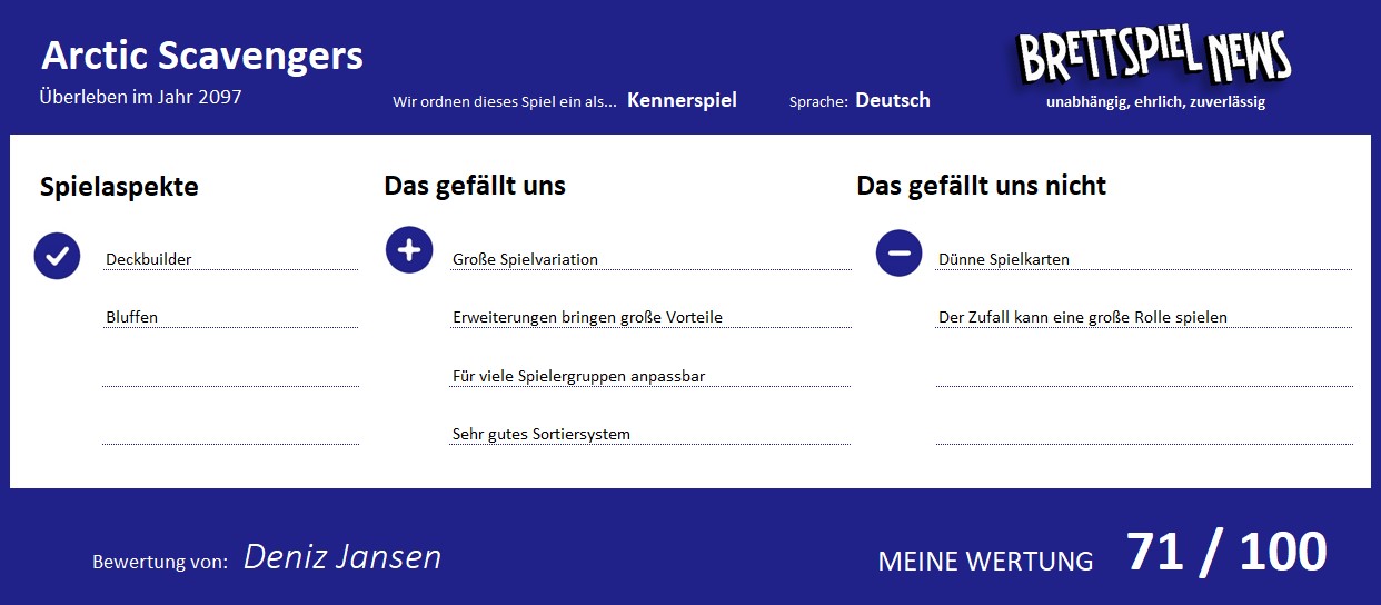 arctic scavengers wertung