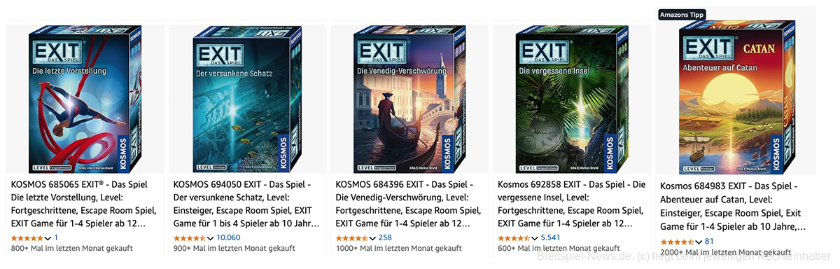 exit catan auswertung verkauf