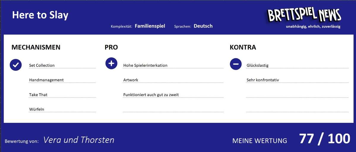 Bewertung Here to Slay Vera Torsten