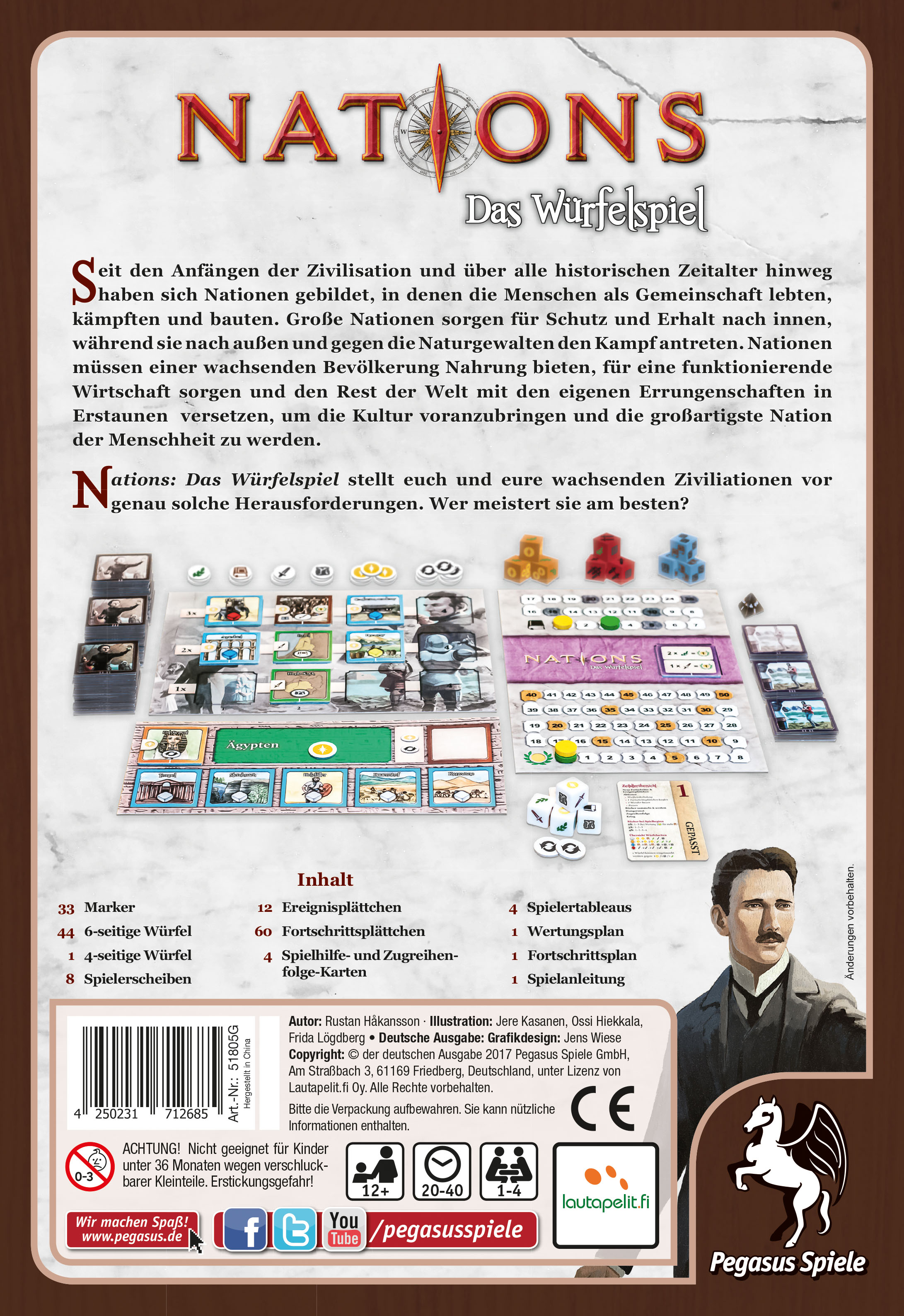 Nations - Das Würfelspiel erscheint zur Spiel ´17 bei Pegasus