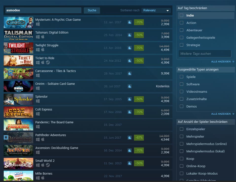 Wintersale bei Asmodee Digital auf allen Plattformen