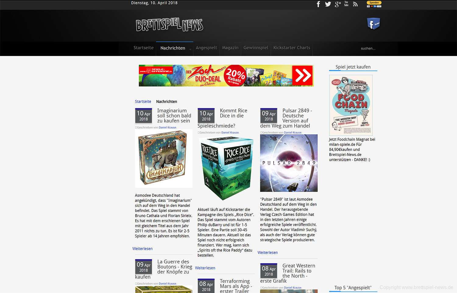 Brettspiel-News.de im Jahr 2018