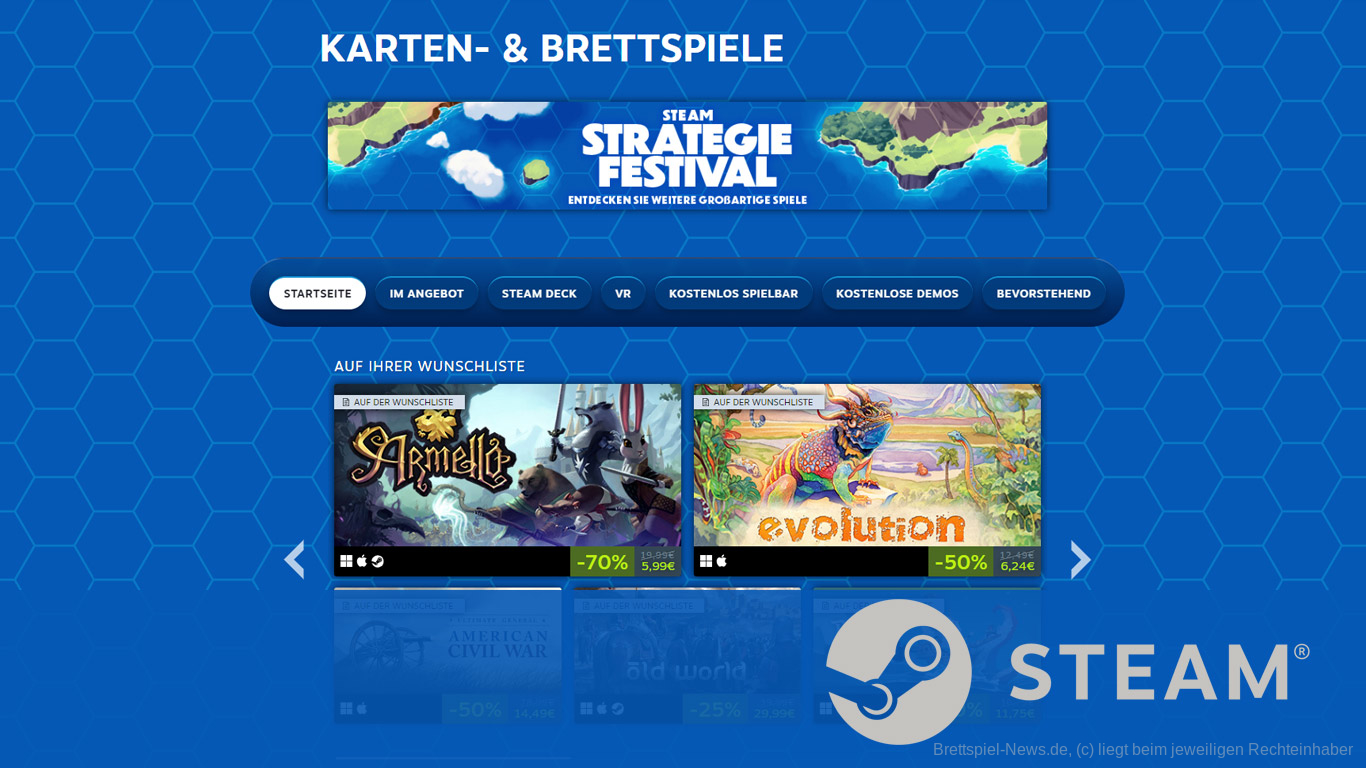 Karten- und Brettspiele auf Steam im Angebot