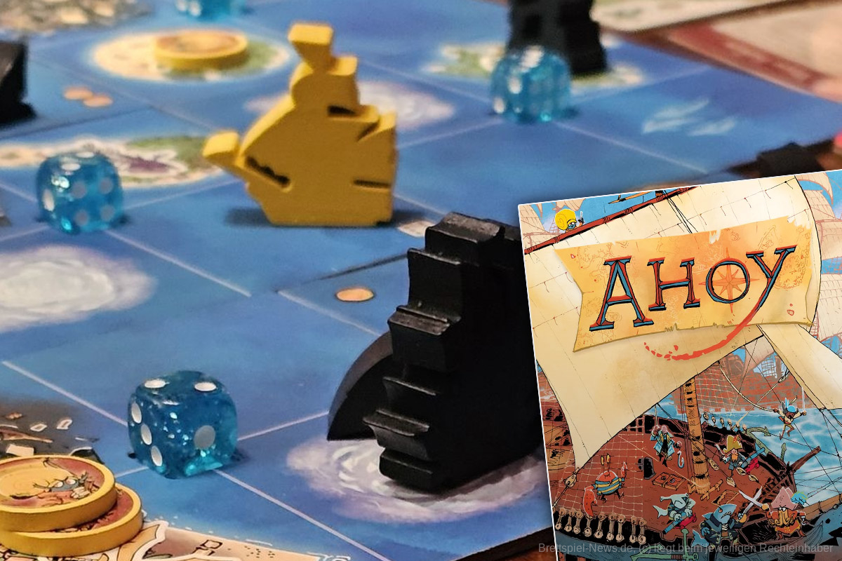 "Ahoy" ist ein asymmetrisches Area-Control- und Pick-up and Deliver-Spiel, welches über einen Würfeleinsetz-Mechanismus gesteuert wird. Es ist für 2-4 Personen ab 12 Jahren. Wir spielen 60-120 Minuten und erkunden als Piraten und Schmuggler die See. Zudem machen wir uns gegenseitig das Leben schwer.