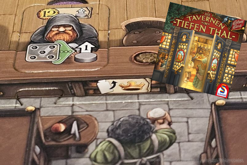 "Die Tavernen im Tiefen Thal" ist ein Würfel-Draft- und Platzierungs-Spiel mit Deckbau für 2–4 Personen ab 10 Jahren mit einer Spieldauer von etwa 60 Minuten, in dem wir eine Taverne führen, diese ausbauen und dabei Gäste bedienen.