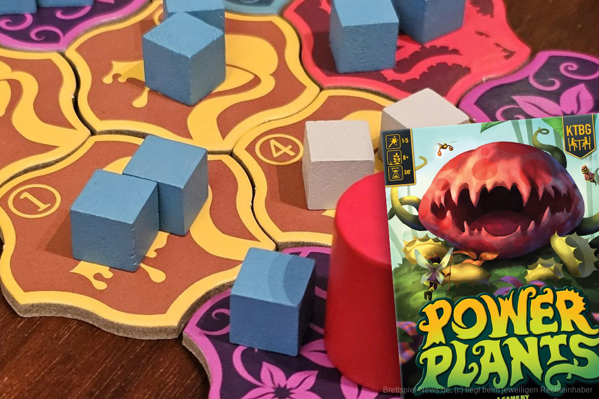 "Power Plants" ist ein abstraktes Action-Selection-, Tile-Placement- und Area-Control-Spiel für 1-5 Personen ab 8 Jahren, mit einer Spielzeit von etwa 30 Minuten, in dem wir als Zauberer um Gebiete in einem magischen Garten streiten, den wir uns Teilen müssen. Dabei nutzen wir die dort wachsenden Pflanzen, um unseren Einfluss zu erweitern.